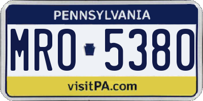 PA license plate MRO5380