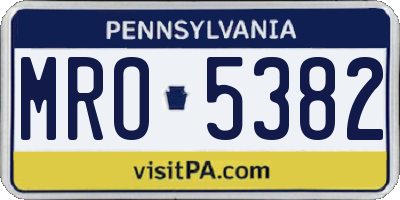 PA license plate MRO5382