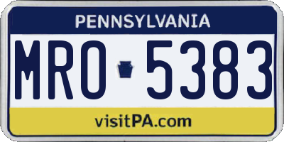 PA license plate MRO5383