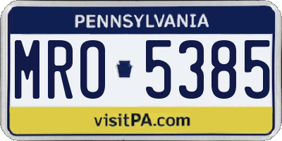 PA license plate MRO5385