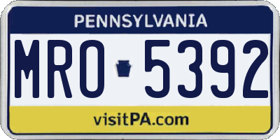 PA license plate MRO5392