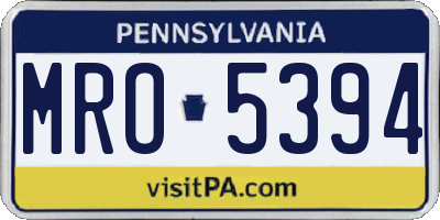 PA license plate MRO5394