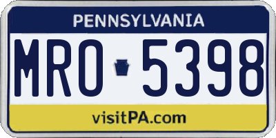 PA license plate MRO5398