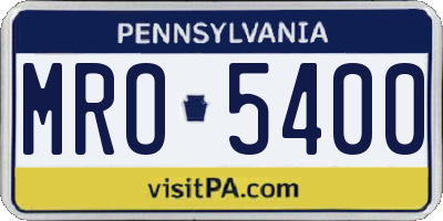 PA license plate MRO5400