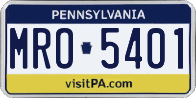 PA license plate MRO5401