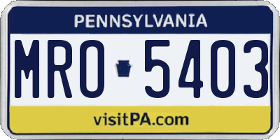 PA license plate MRO5403