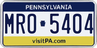 PA license plate MRO5404