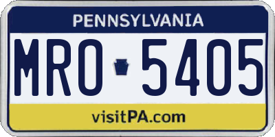 PA license plate MRO5405