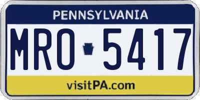 PA license plate MRO5417