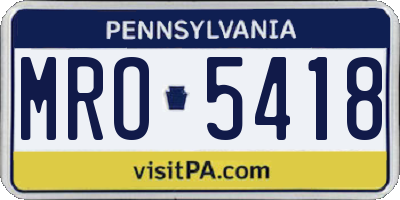 PA license plate MRO5418