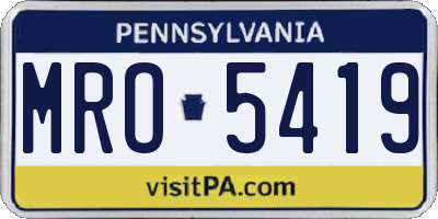 PA license plate MRO5419