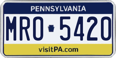 PA license plate MRO5420