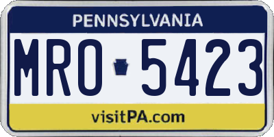PA license plate MRO5423