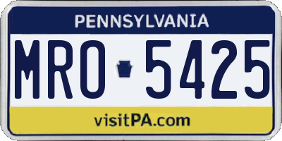 PA license plate MRO5425