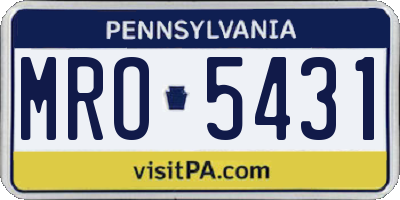 PA license plate MRO5431