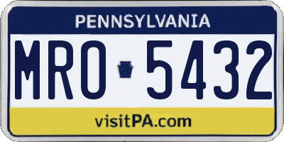 PA license plate MRO5432