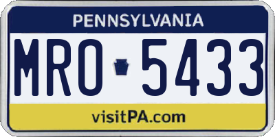 PA license plate MRO5433