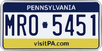 PA license plate MRO5451