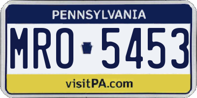 PA license plate MRO5453