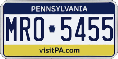 PA license plate MRO5455