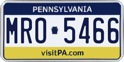 PA license plate MRO5466