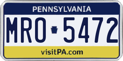 PA license plate MRO5472