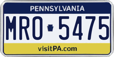 PA license plate MRO5475