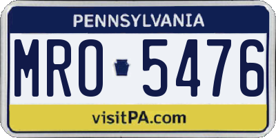 PA license plate MRO5476