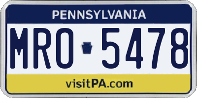 PA license plate MRO5478