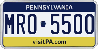 PA license plate MRO5500