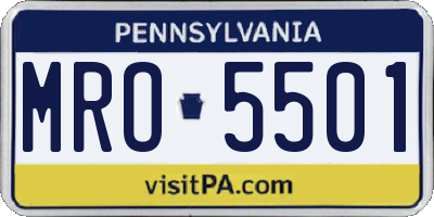 PA license plate MRO5501