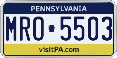 PA license plate MRO5503