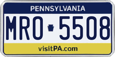 PA license plate MRO5508