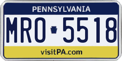 PA license plate MRO5518
