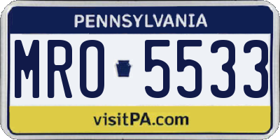 PA license plate MRO5533