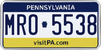 PA license plate MRO5538