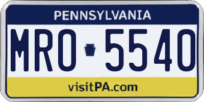 PA license plate MRO5540