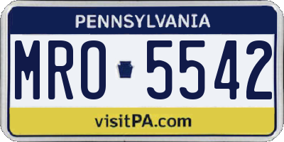 PA license plate MRO5542