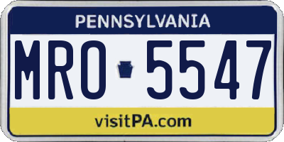 PA license plate MRO5547