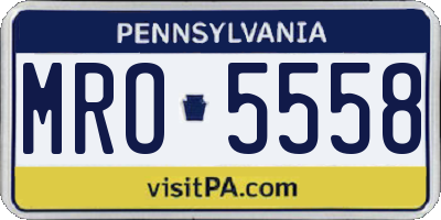 PA license plate MRO5558