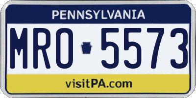 PA license plate MRO5573