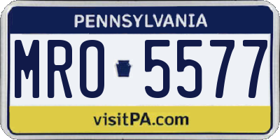 PA license plate MRO5577