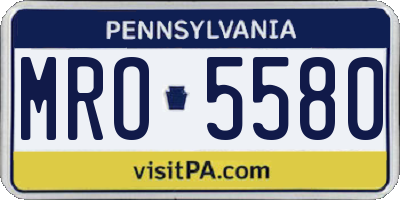 PA license plate MRO5580