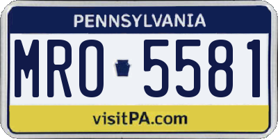 PA license plate MRO5581