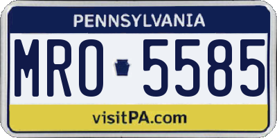 PA license plate MRO5585