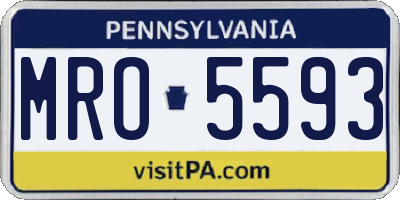 PA license plate MRO5593