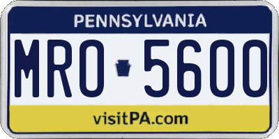 PA license plate MRO5600