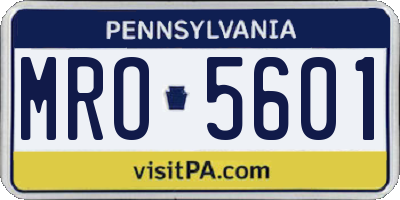 PA license plate MRO5601