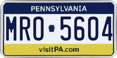 PA license plate MRO5604