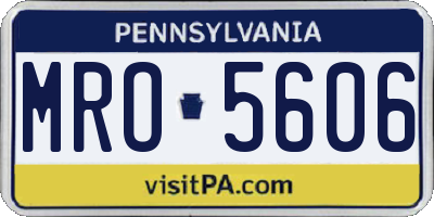 PA license plate MRO5606